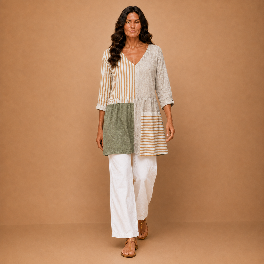 Camille | Long Blouse with V-Neck