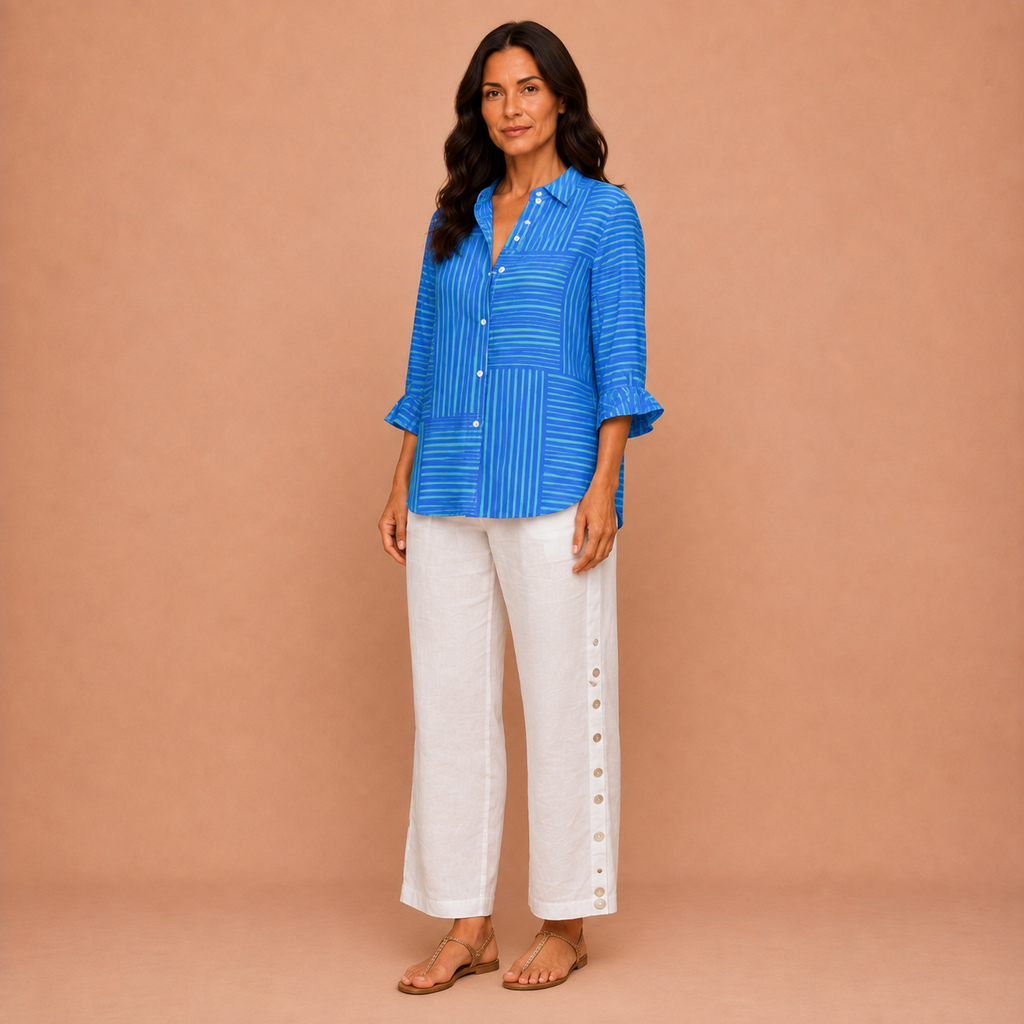 Alison - Blue Striped Blouse