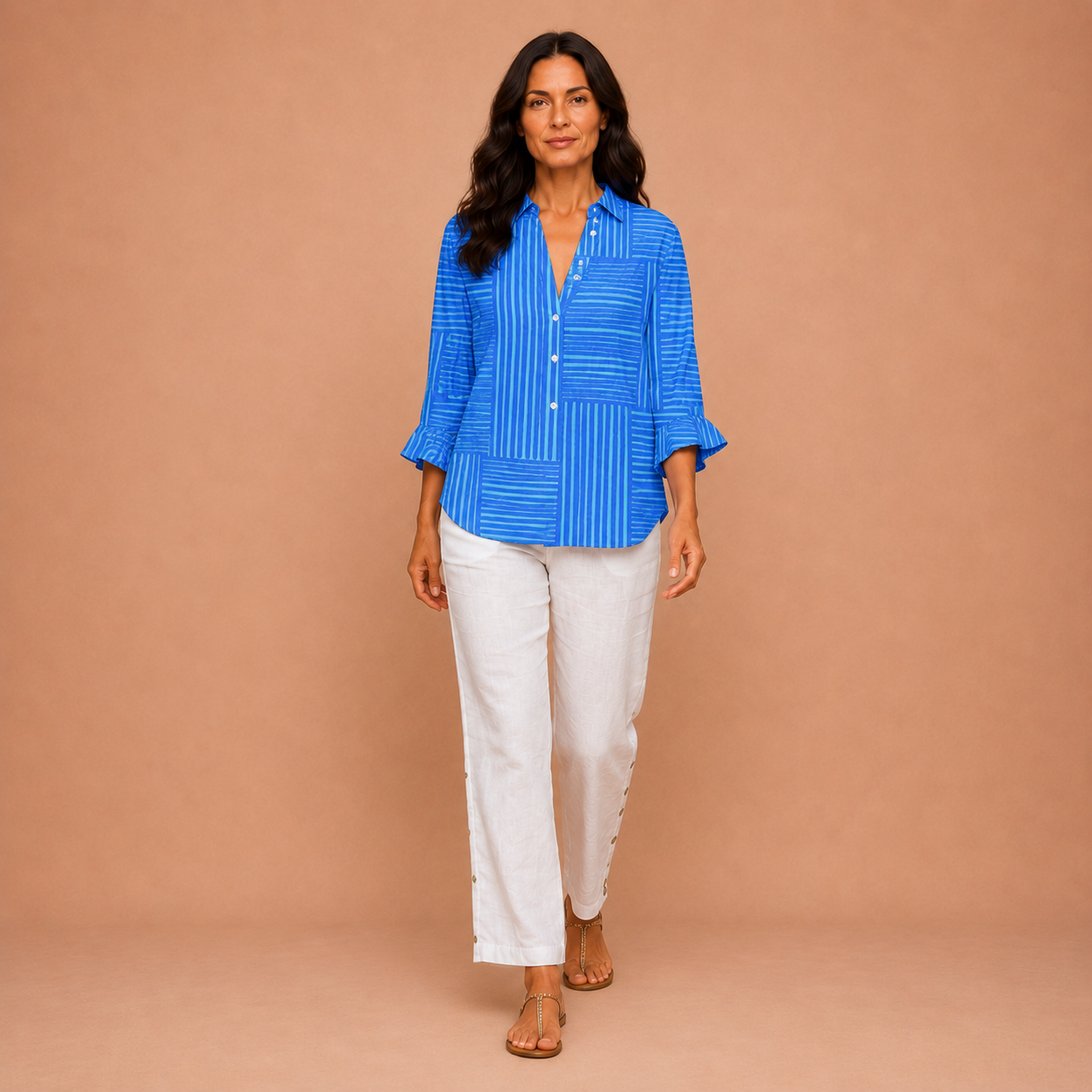 Alison - Blue Striped Blouse
