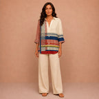 Catherine – Stripe Patchwork Blouse